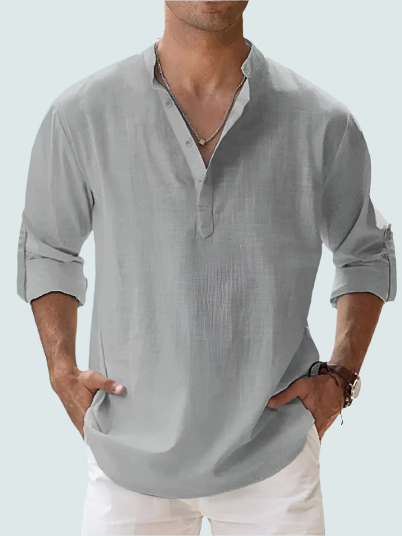 Freddie | Men's Navy Linen Shirt - Lightweight, Breathable Casual Beachwear