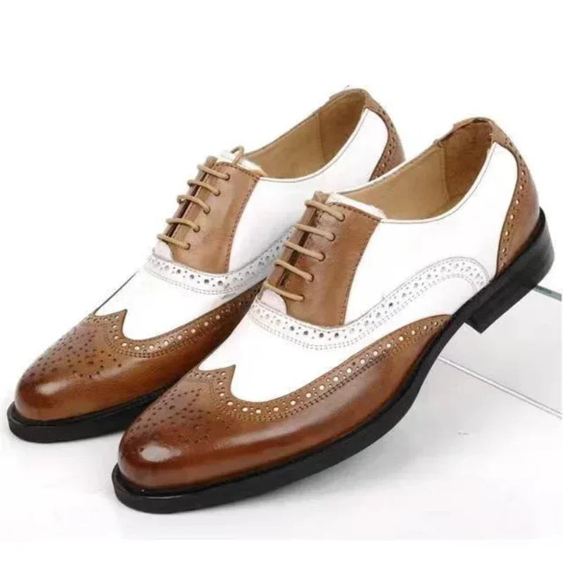 Lunenburg | Retro Mixed Color Men's Dress Shoes - Leather Baroque Oxford Footwear for Business and Casual Wear