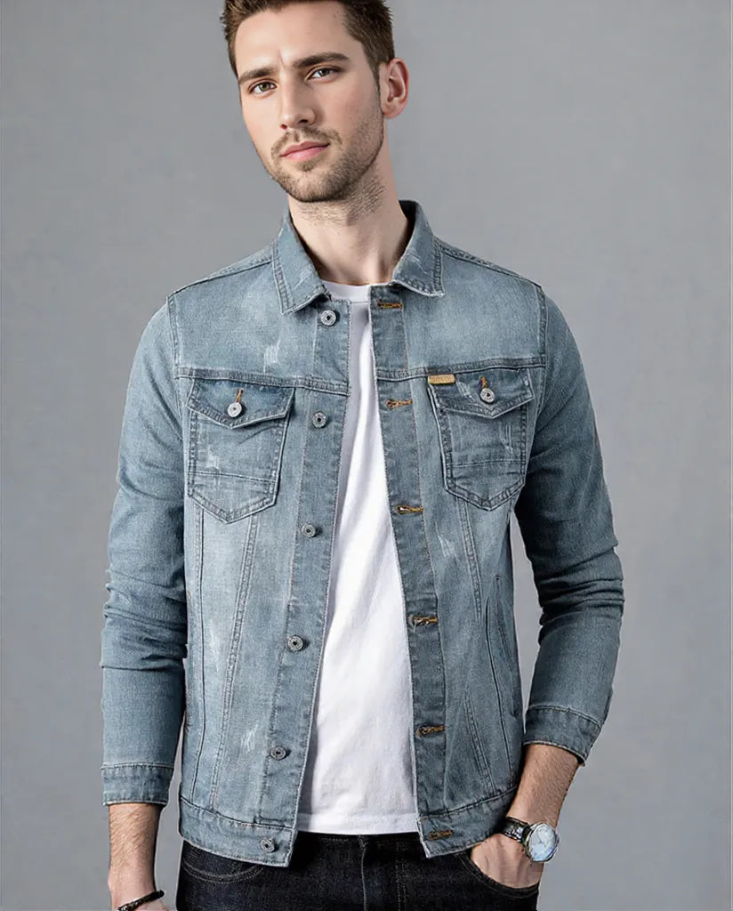 Edgar | Men's Denim Jacket with Summer Fade