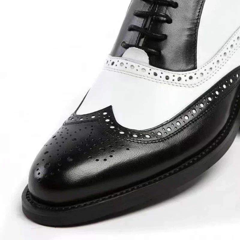 Lunenburg | Retro Mixed Color Men's Dress Shoes - Leather Baroque Oxford Footwear for Business and Casual Wear