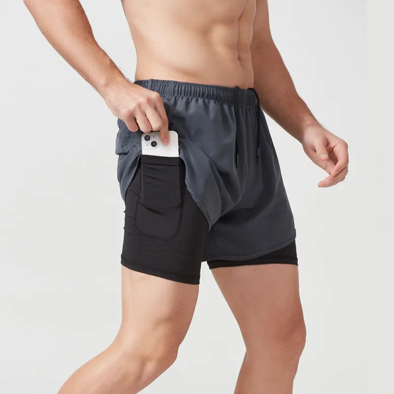 Men's Quick-Dry 2-in-1 Running Shorts with Convenient Phone Pocket