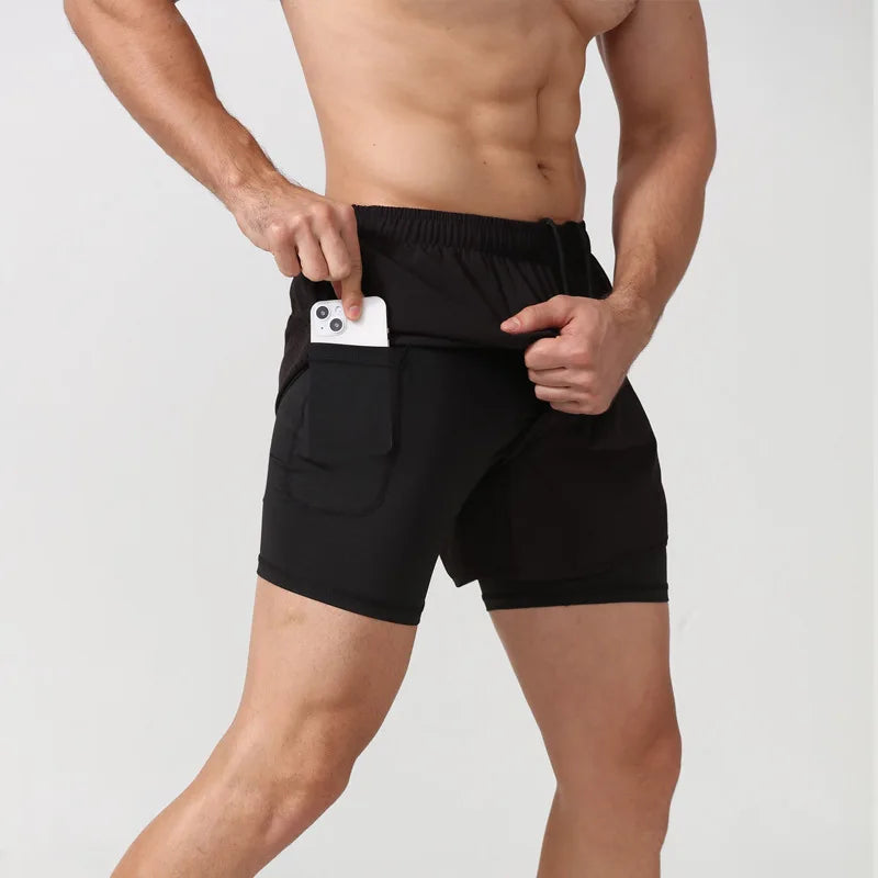 Men's Quick-Dry 2-in-1 Running Shorts with Convenient Phone Pocket