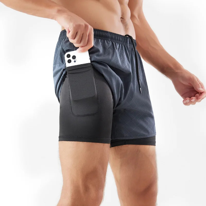 Men's Quick-Dry 2-in-1 Running Shorts with Convenient Phone Pocket