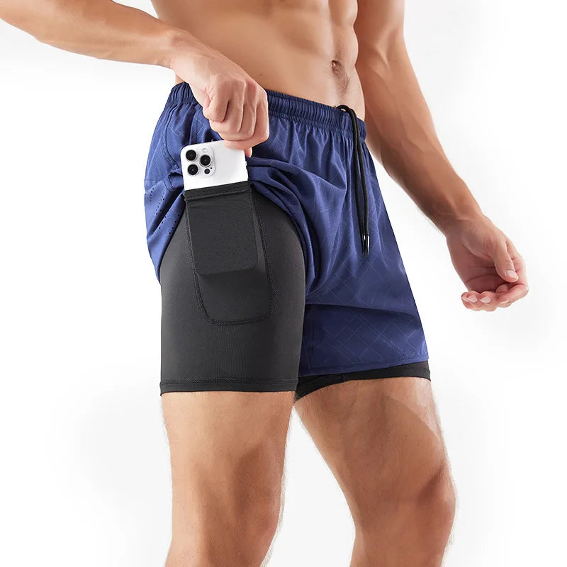 Men's Quick-Dry 2-in-1 Running Shorts with Convenient Phone Pocket