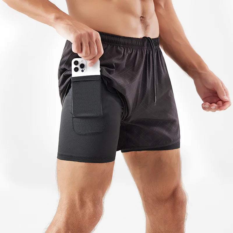 Men's Quick-Dry 2-in-1 Running Shorts with Convenient Phone Pocket