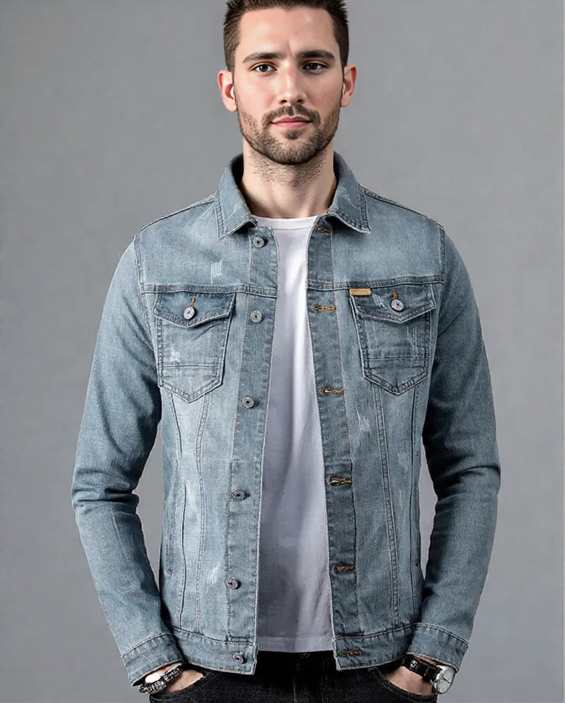 Edgar | Men's Denim Jacket with Summer Fade