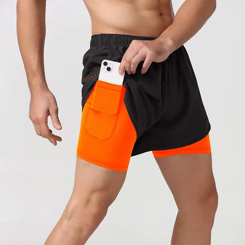 Men's Quick-Dry 2-in-1 Running Shorts with Convenient Phone Pocket