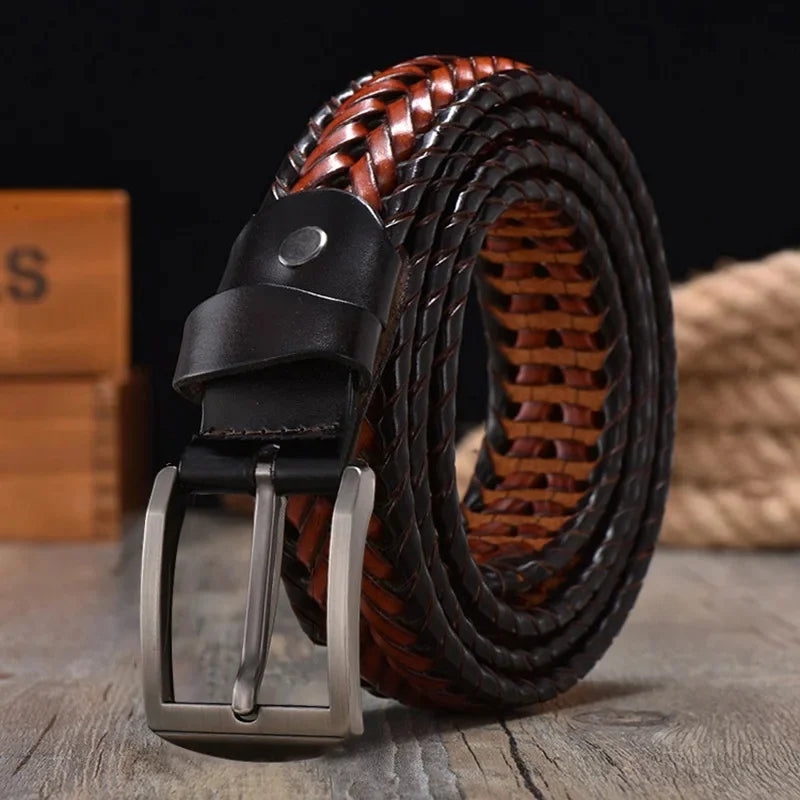 Nile | Men's Handwoven Leather Belt - Stylish Retro Design with Breathable Buckle