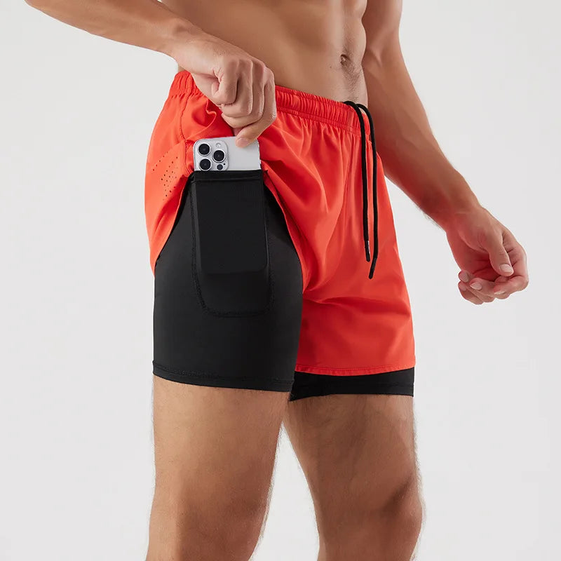 Men's Quick-Dry 2-in-1 Running Shorts with Convenient Phone Pocket