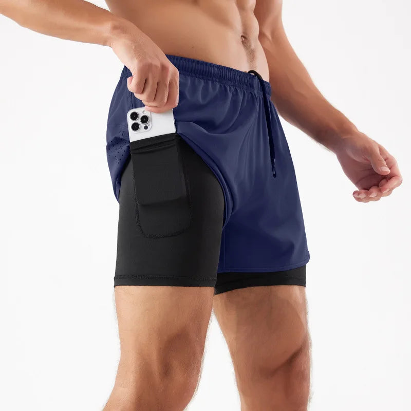 Men's Quick-Dry 2-in-1 Running Shorts with Convenient Phone Pocket