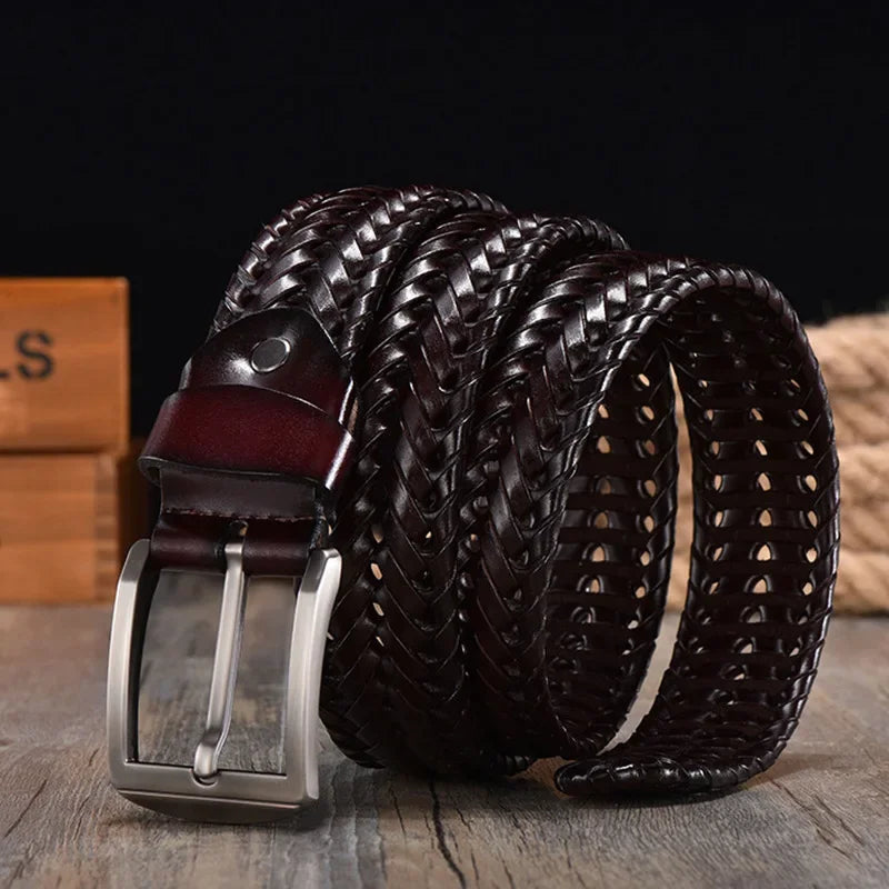 Nile | Men's Handwoven Leather Belt - Stylish Retro Design with Breathable Buckle