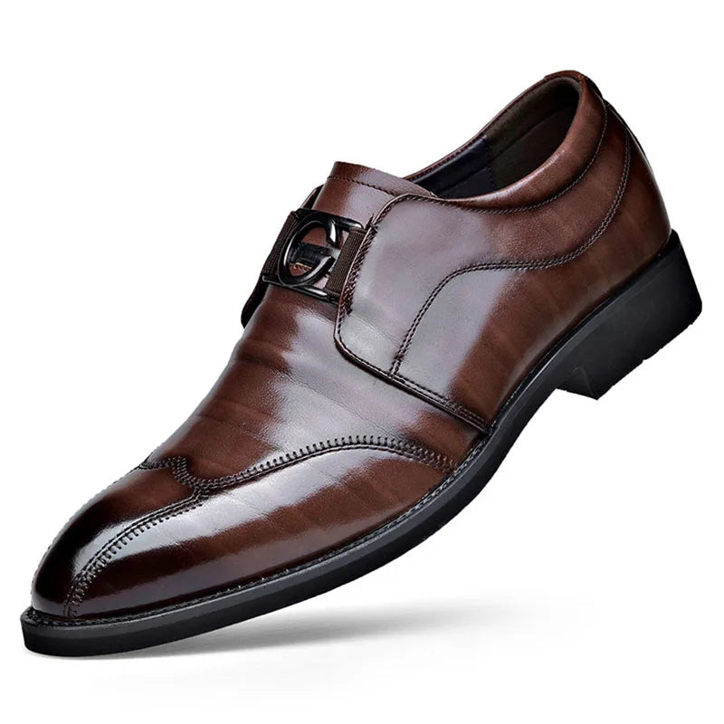 Grayson - Men’s Leather Dress Shoes - Slip-On - Pointed Toe - Elegant Formal Wear