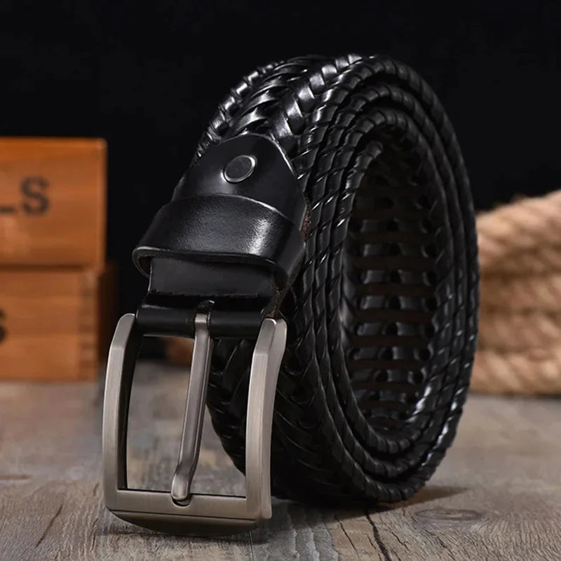 Nile | Men's Handwoven Leather Belt - Stylish Retro Design with Breathable Buckle