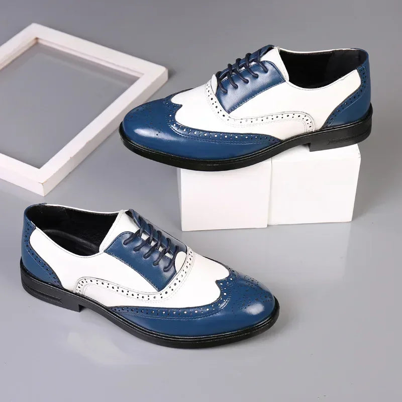 Lunenburg | Retro Mixed Color Men's Dress Shoes - Leather Baroque Oxford Footwear for Business and Casual Wear