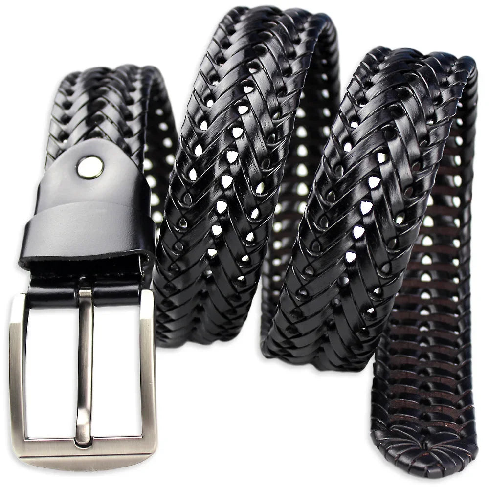 Nile | Men's Handwoven Leather Belt - Stylish Retro Design with Breathable Buckle