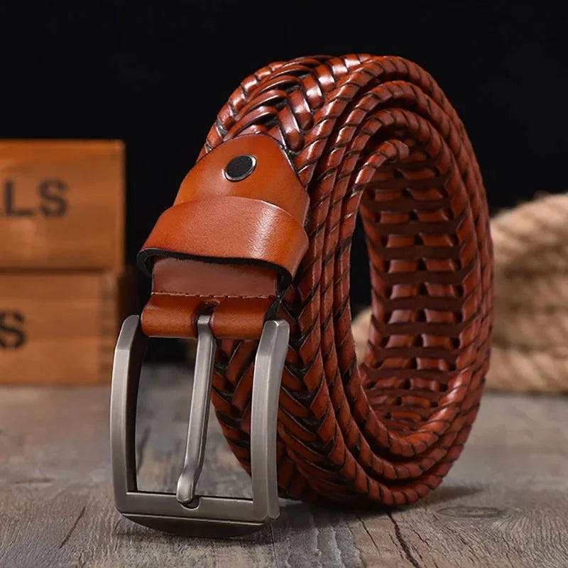 Nile | Men's Handwoven Leather Belt - Stylish Retro Design with Breathable Buckle