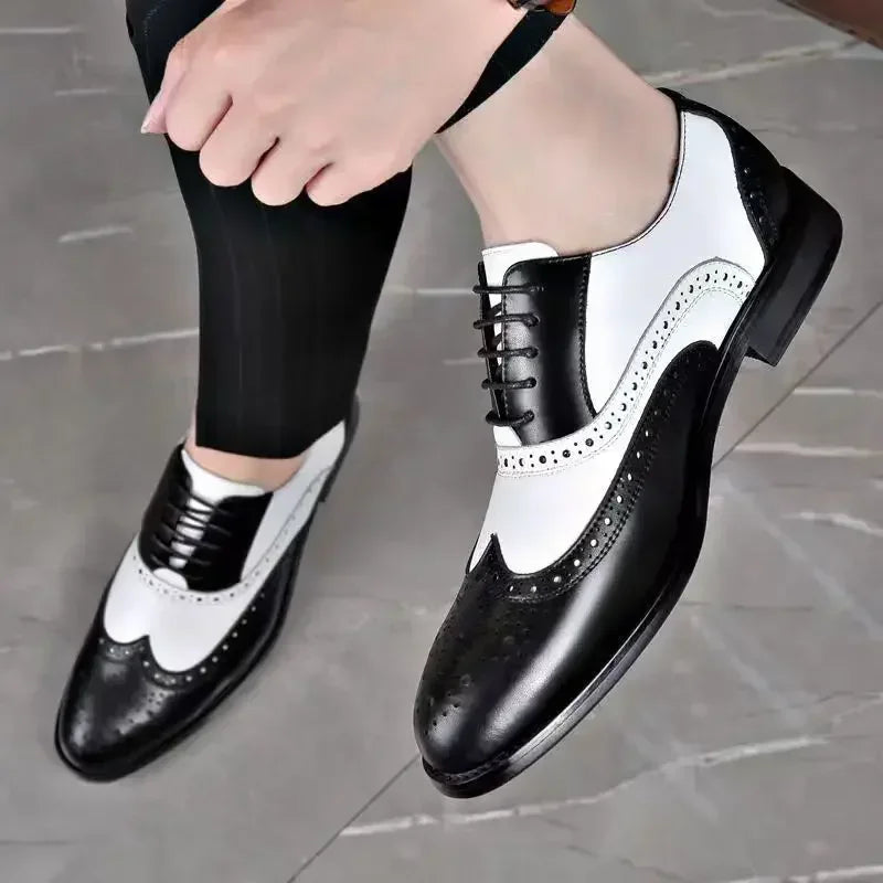 Lunenburg | Retro Mixed Color Men's Dress Shoes - Leather Baroque Oxford Footwear for Business and Casual Wear