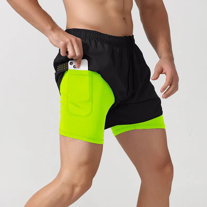Men's Quick-Dry 2-in-1 Running Shorts with Convenient Phone Pocket