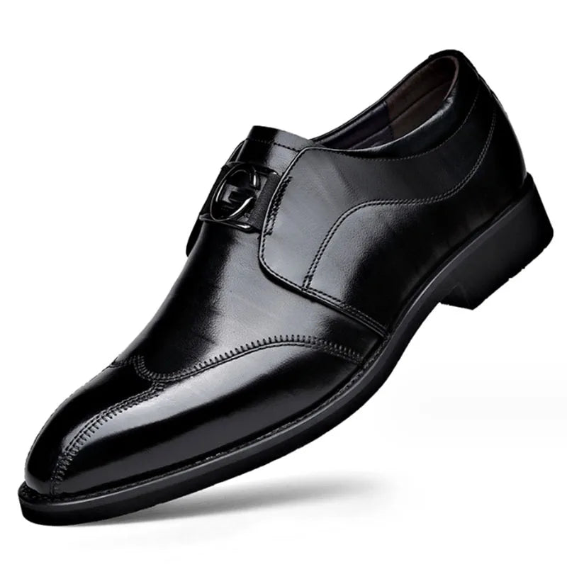 Grayson - Men’s Leather Dress Shoes - Slip-On - Pointed Toe - Elegant Formal Wear