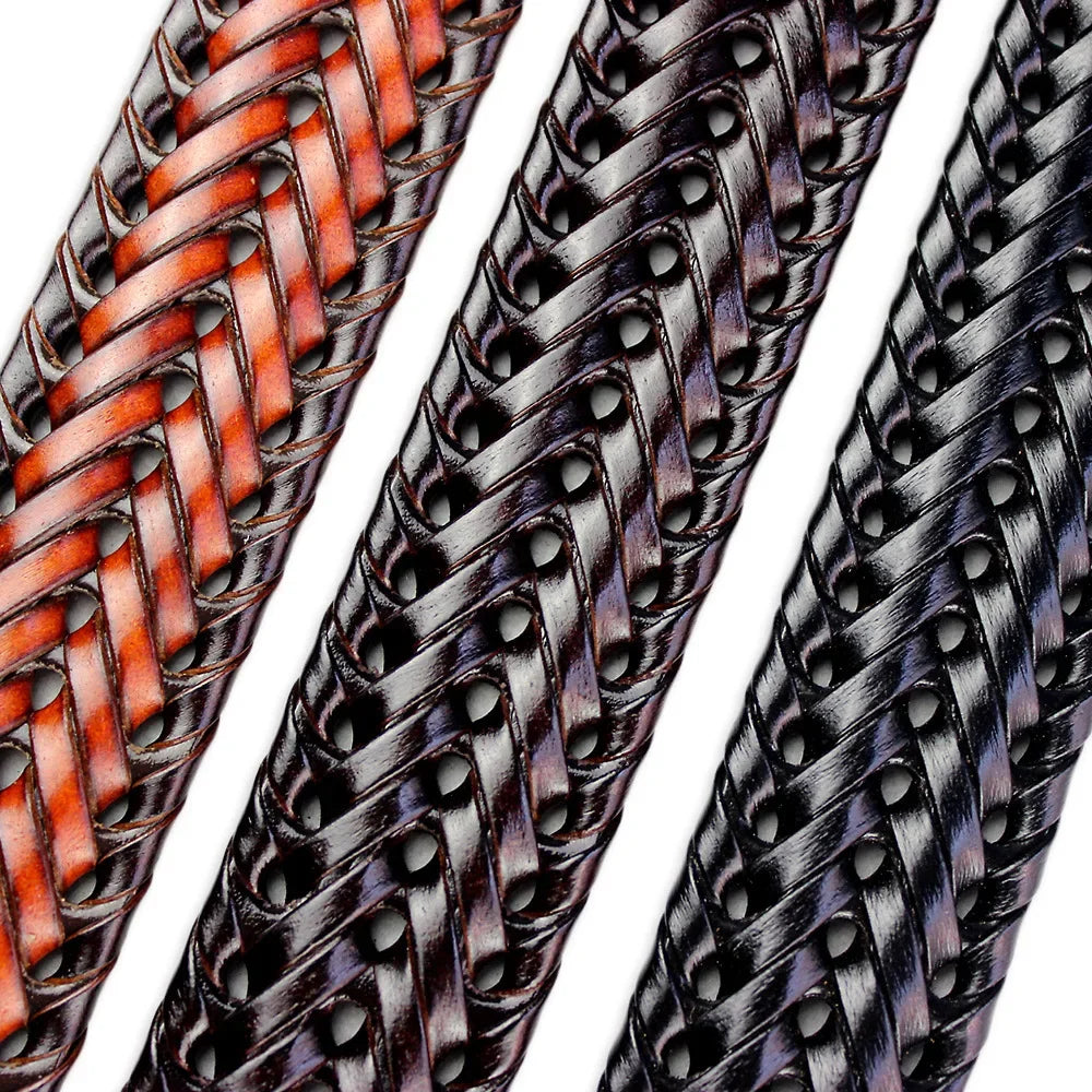Nile | Men's Handwoven Leather Belt - Stylish Retro Design with Breathable Buckle