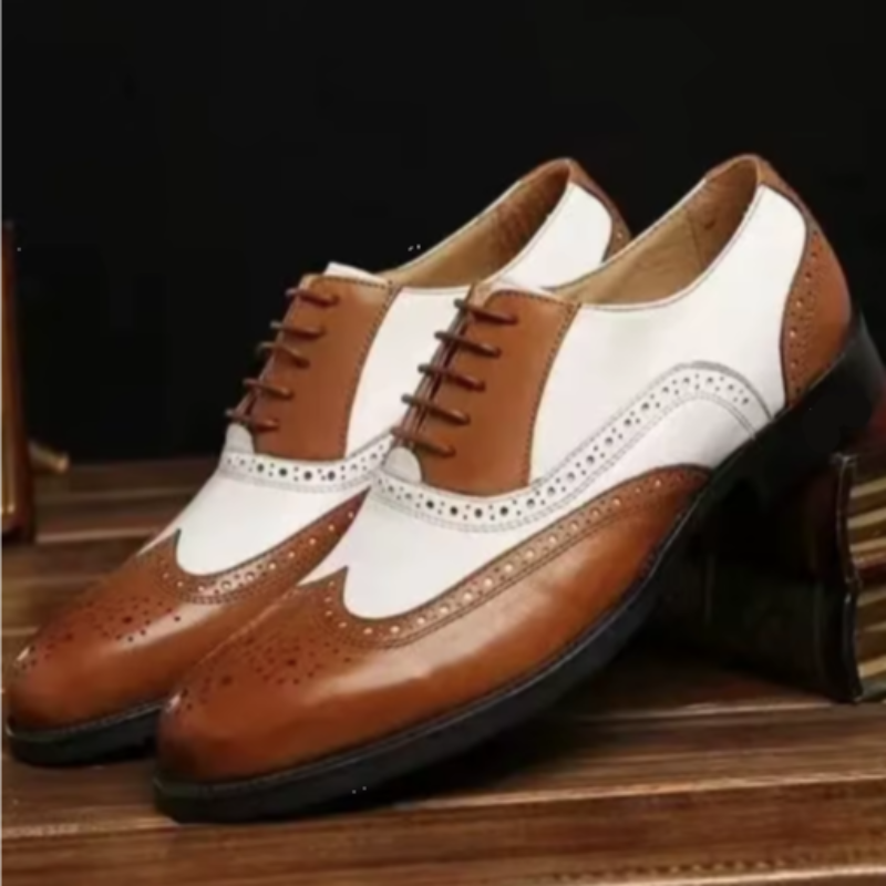 Lunenburg | Retro Mixed Color Men's Dress Shoes - Leather Baroque Oxford Footwear for Business and Casual Wear