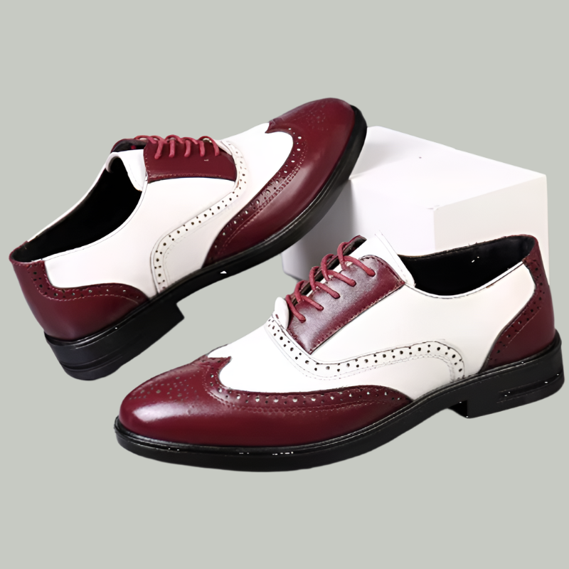Lunenburg | Retro Mixed Color Men's Dress Shoes - Leather Baroque Oxford Footwear for Business and Casual Wear