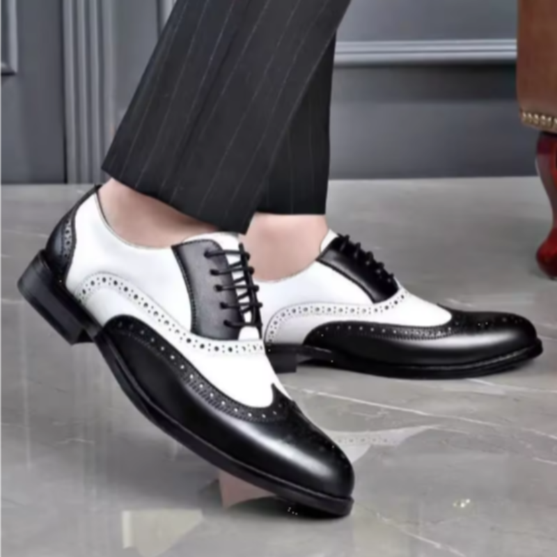 Lunenburg | Retro Mixed Color Men's Dress Shoes - Leather Baroque Oxford Footwear for Business and Casual Wear