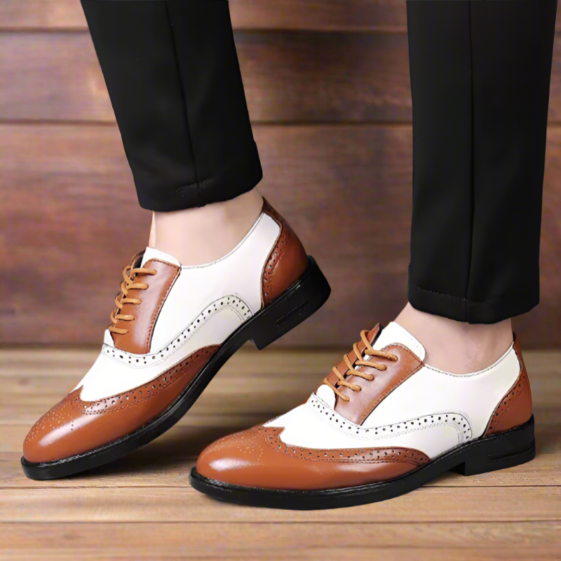 Lunenburg | Retro Mixed Color Men's Dress Shoes - Leather Baroque Oxford Footwear for Business and Casual Wear