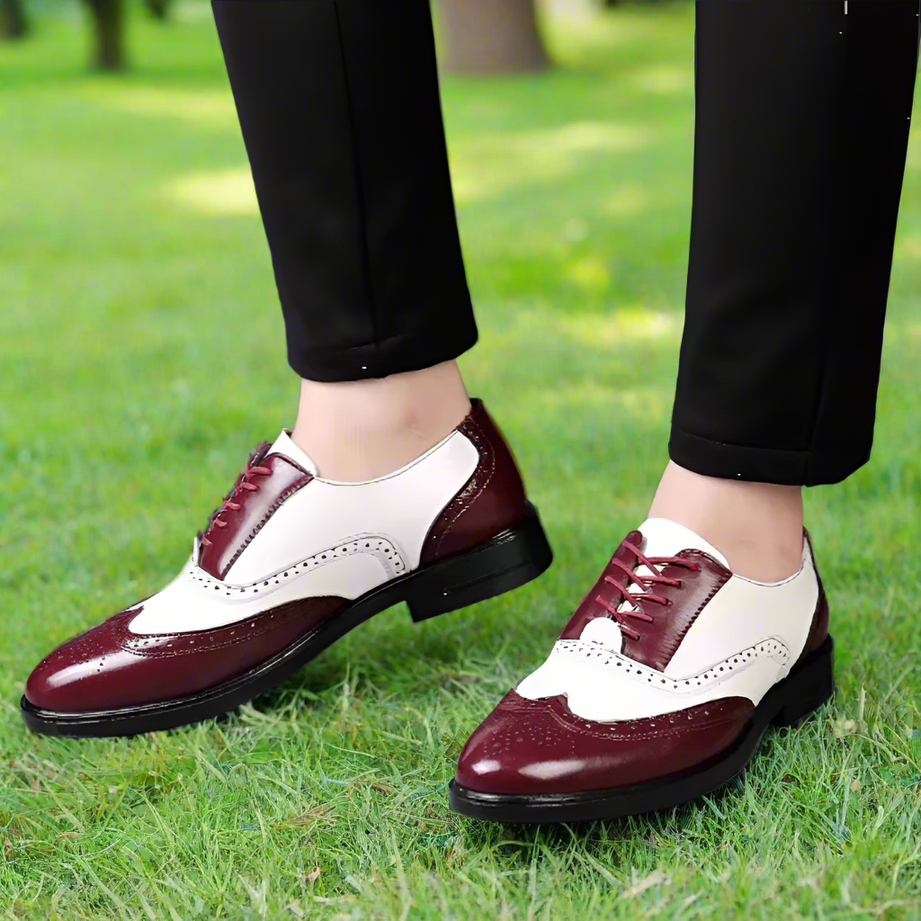 Lunenburg | Retro Mixed Color Men's Dress Shoes - Leather Baroque Oxford Footwear for Business and Casual Wear