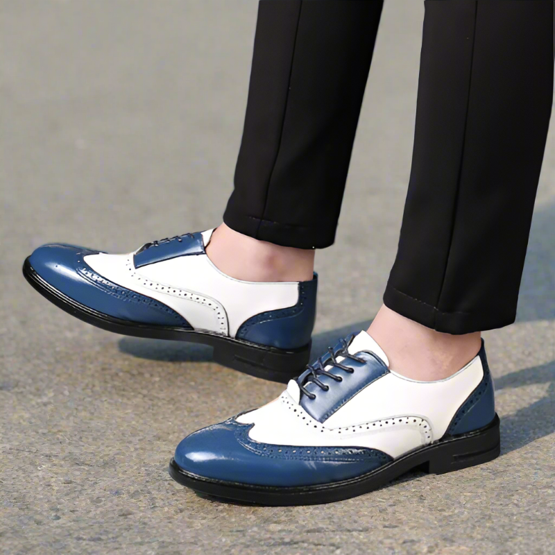 Lunenburg | Retro Mixed Color Men's Dress Shoes - Leather Baroque Oxford Footwear for Business and Casual Wear