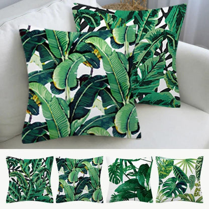 Tropical Paradise: Vibrant Plant Print Decorative Cushion Cover Sets (4 or 8 Pieces) - Maxavendi