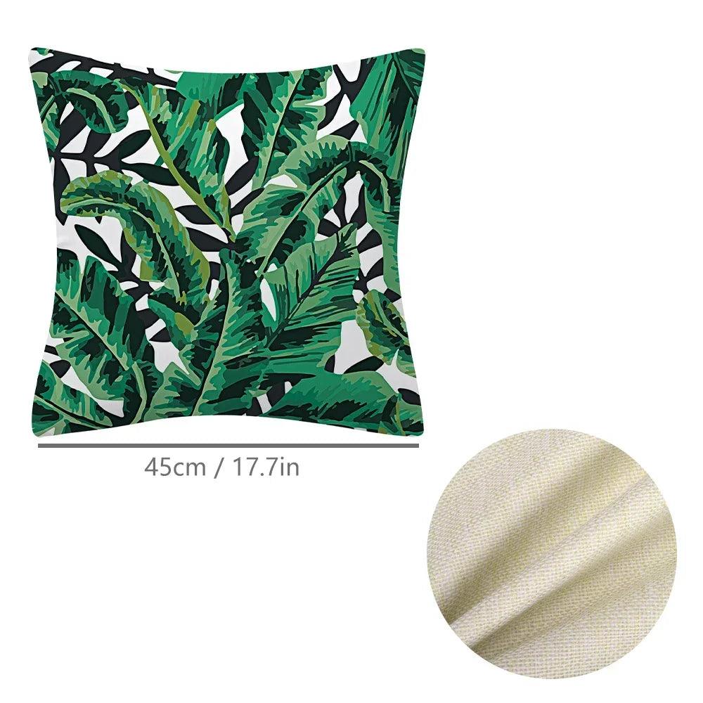 Tropical Paradise: Vibrant Plant Print Decorative Cushion Cover Sets (4 or 8 Pieces) - Maxavendi