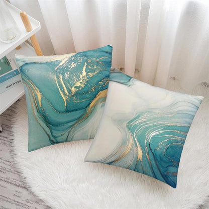 Stylish Aqua Marble Print Cushion Cover - Maxavendi