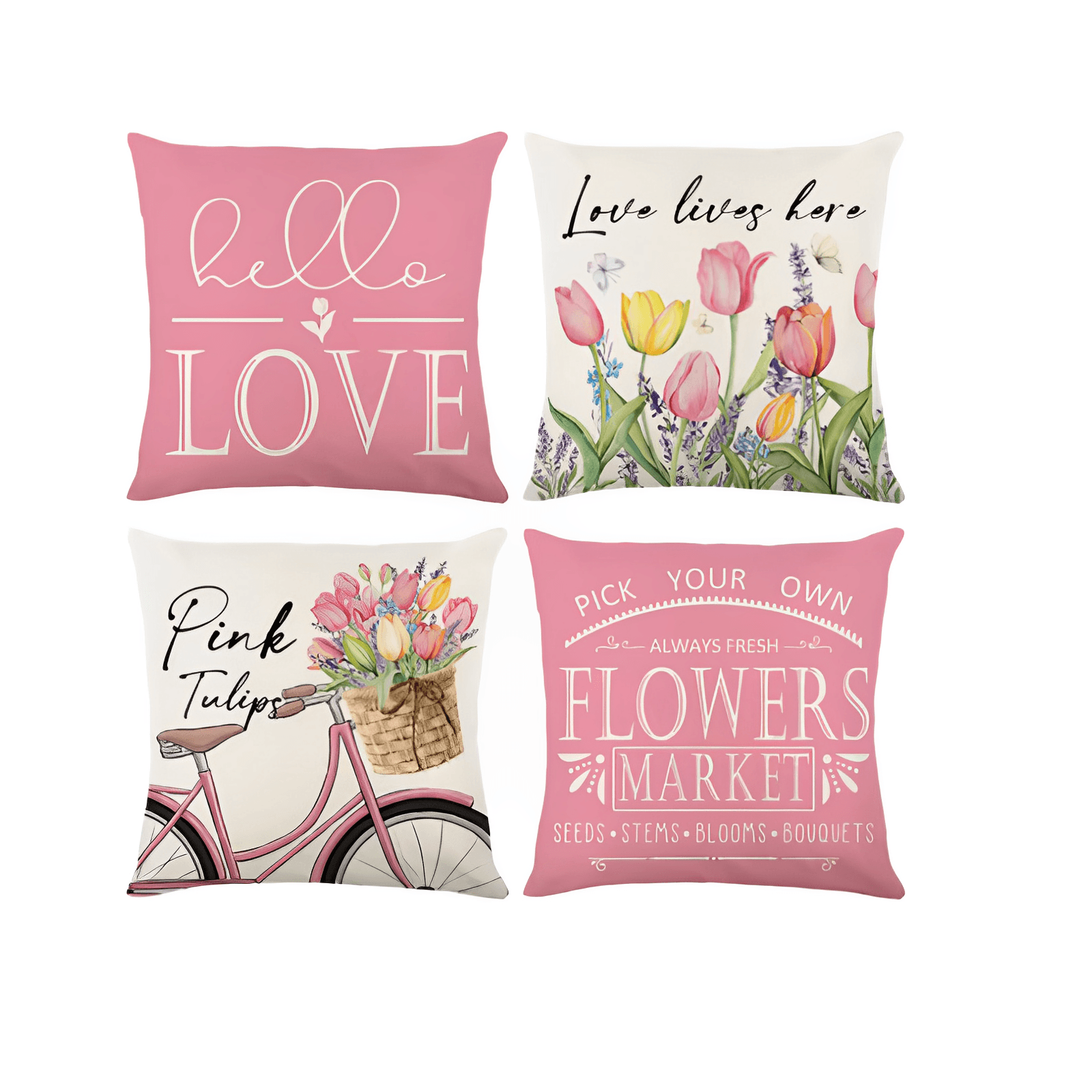 4Pcs Floral Elegant Linen Pillow Cases - Maxavendi