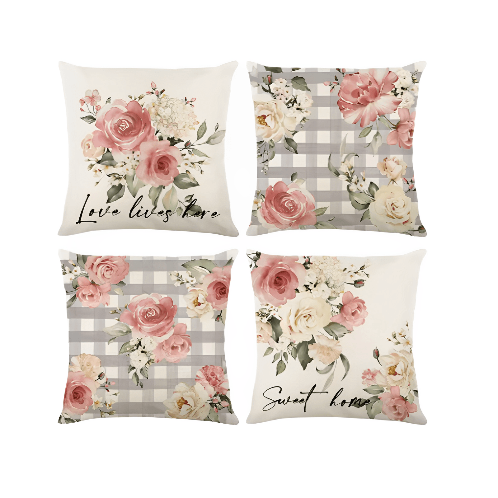 4Pcs Floral Elegant Linen Pillow Cases - Maxavendi