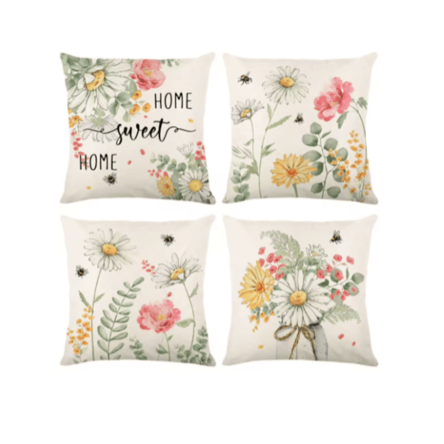 4Pcs Floral Elegant Linen Pillow Cases - Maxavendi