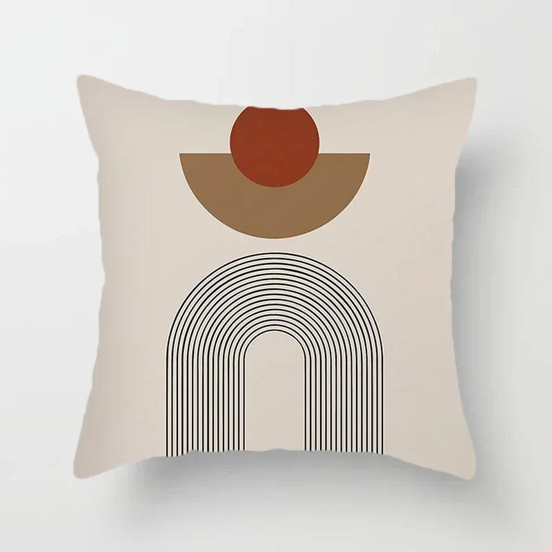 Stylish Abstract Line Design Cushion Cover in Luxurious Peach Skin - Maxavendi