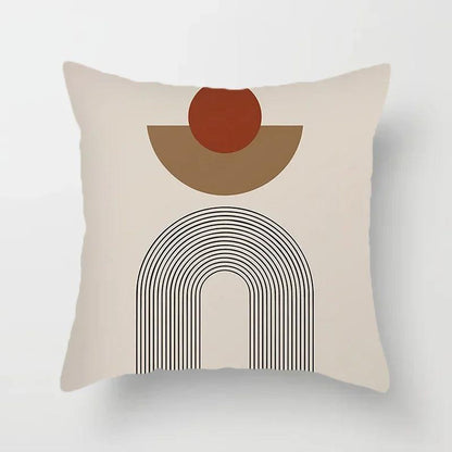 Stylish Abstract Line Design Cushion Cover in Luxurious Peach Skin - Maxavendi