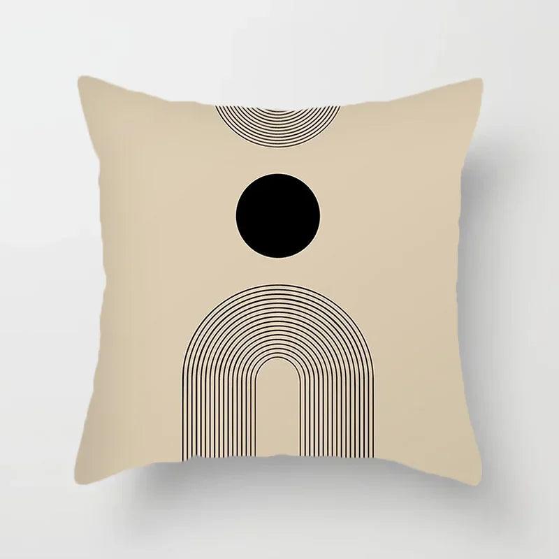 Stylish Abstract Line Design Cushion Cover in Luxurious Peach Skin - Maxavendi