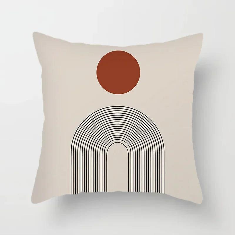 Stylish Abstract Line Design Cushion Cover in Luxurious Peach Skin - Maxavendi