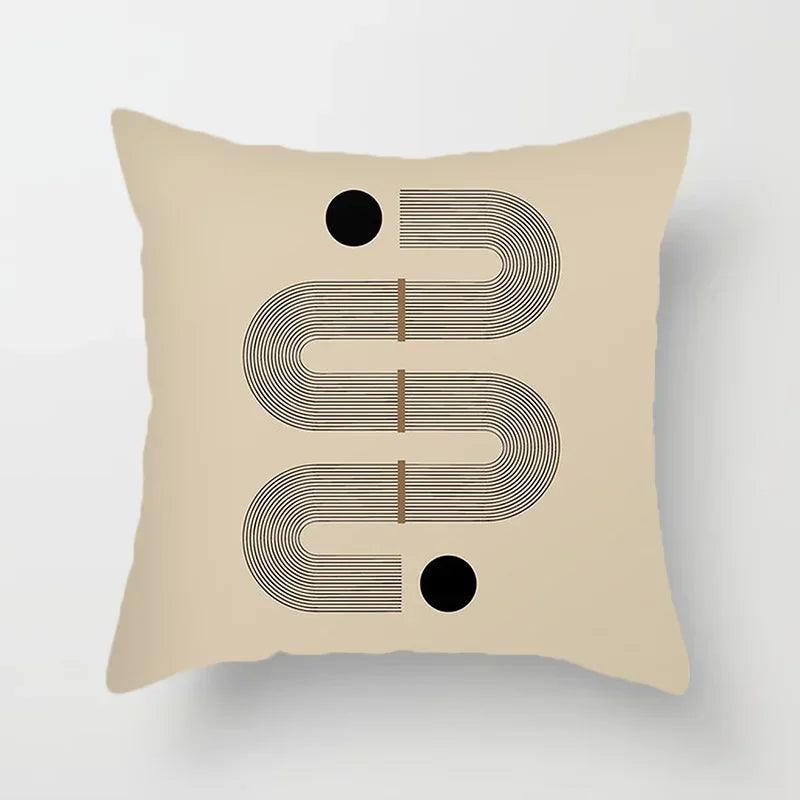 Stylish Abstract Line Design Cushion Cover in Luxurious Peach Skin - Maxavendi