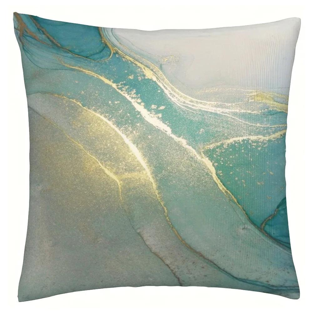 Stylish Aqua Marble Print Cushion Cover - Maxavendi