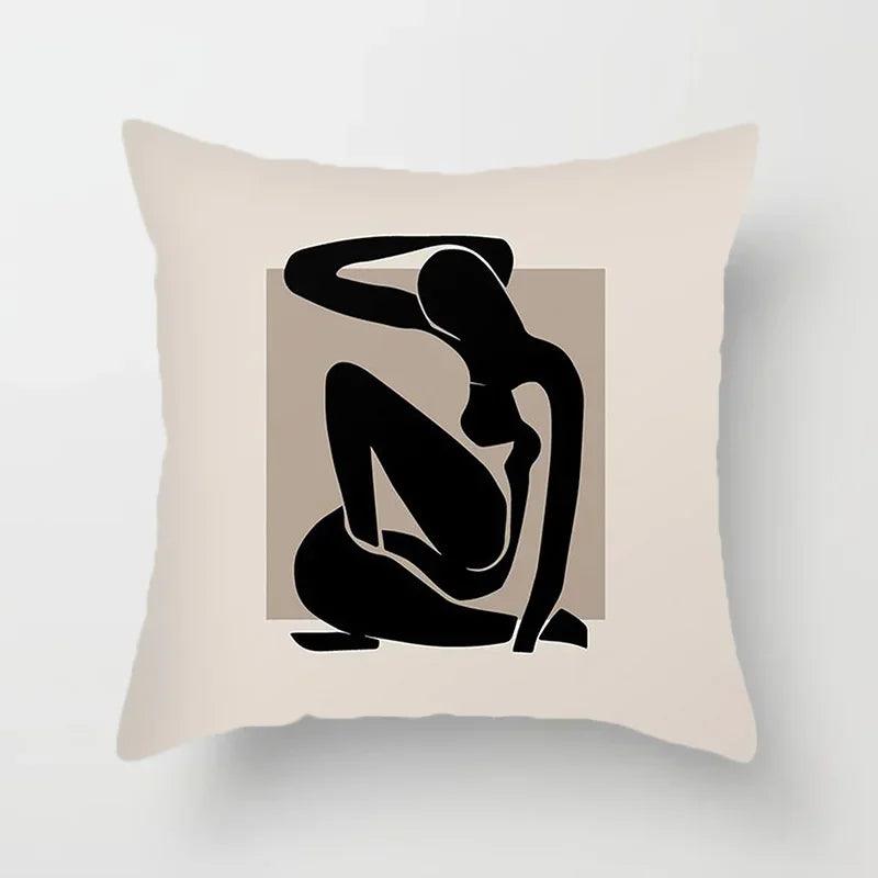 Stylish Abstract Line Design Cushion Cover in Luxurious Peach Skin - Maxavendi