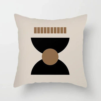 Stylish Abstract Line Design Cushion Cover in Luxurious Peach Skin - Maxavendi