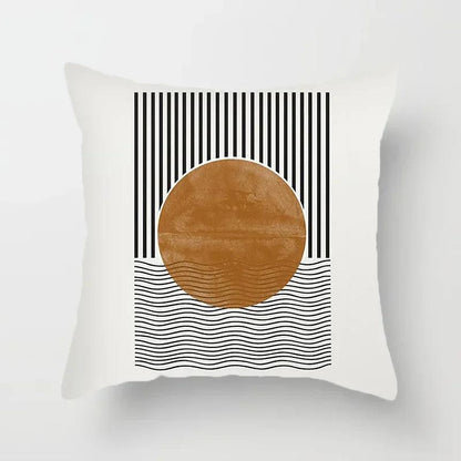 Stylish Abstract Line Design Cushion Cover in Luxurious Peach Skin - Maxavendi