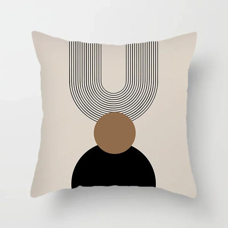 Stylish Abstract Line Design Cushion Cover in Luxurious Peach Skin - Maxavendi