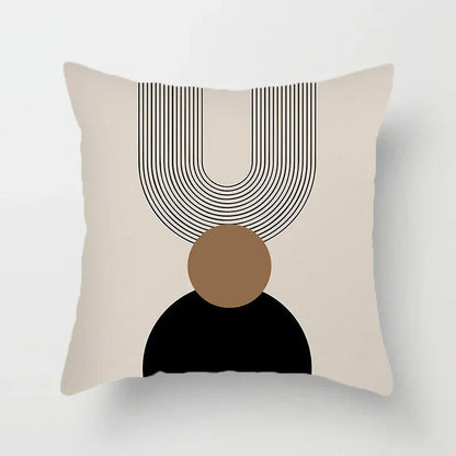 Stylish Abstract Line Design Cushion Cover in Luxurious Peach Skin - Maxavendi