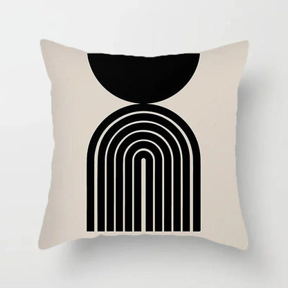 Stylish Abstract Line Design Cushion Cover in Luxurious Peach Skin - Maxavendi