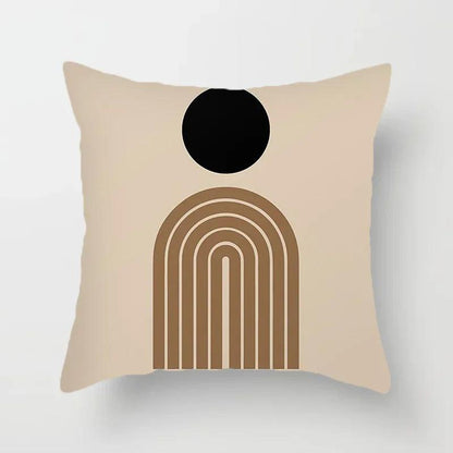 Stylish Abstract Line Design Cushion Cover in Luxurious Peach Skin - Maxavendi