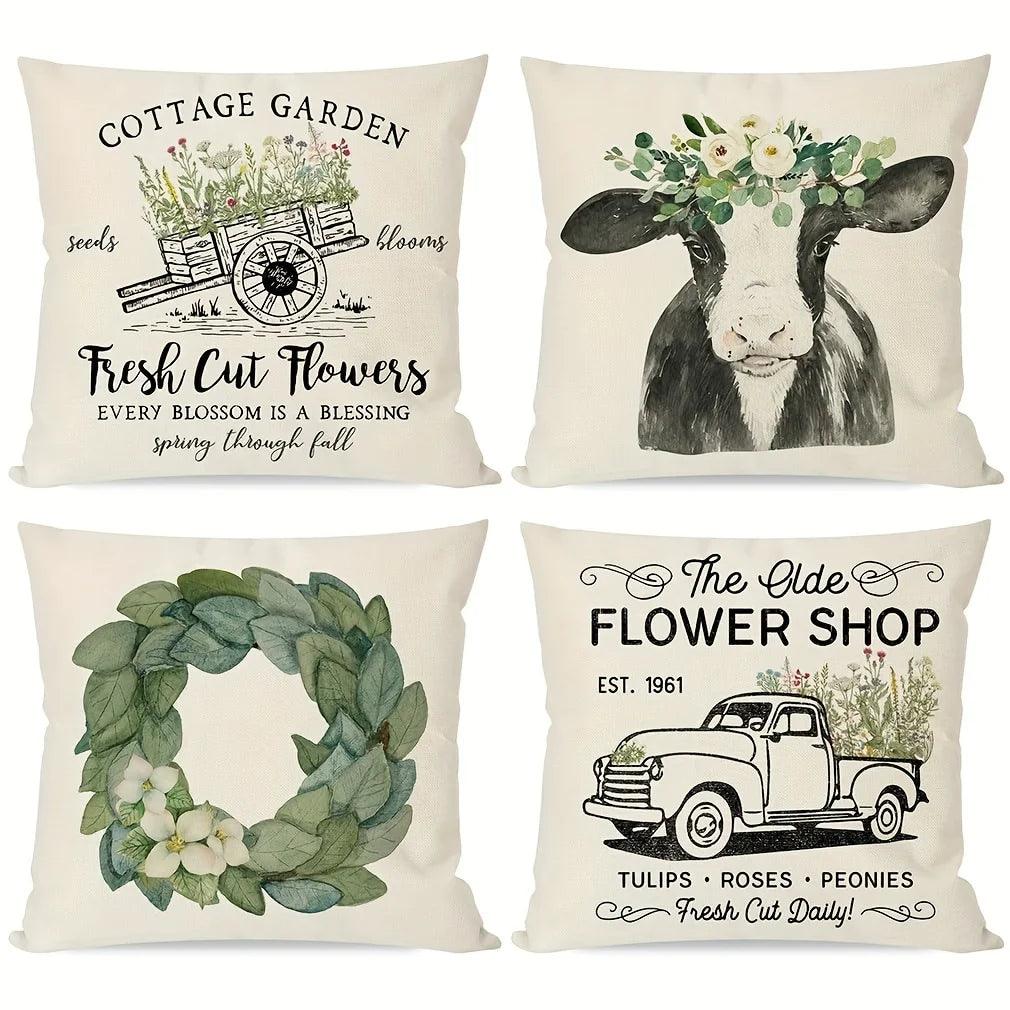 4pcs Farmhouse Throw Pillow Cover - Maxavendi